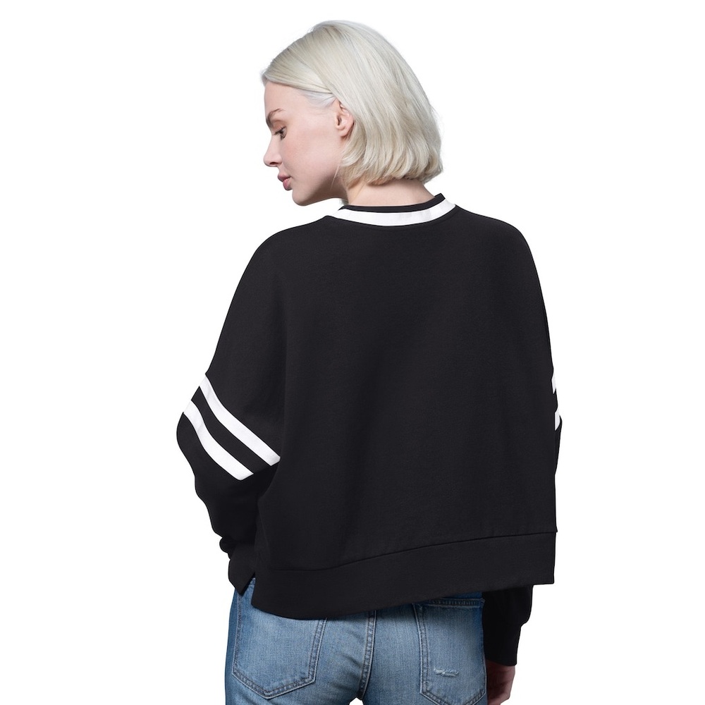 Buffalo Bills Starter Women's Rally Drop Shoulder Cropped Sweatshirt - Black - Picture 2 of 7